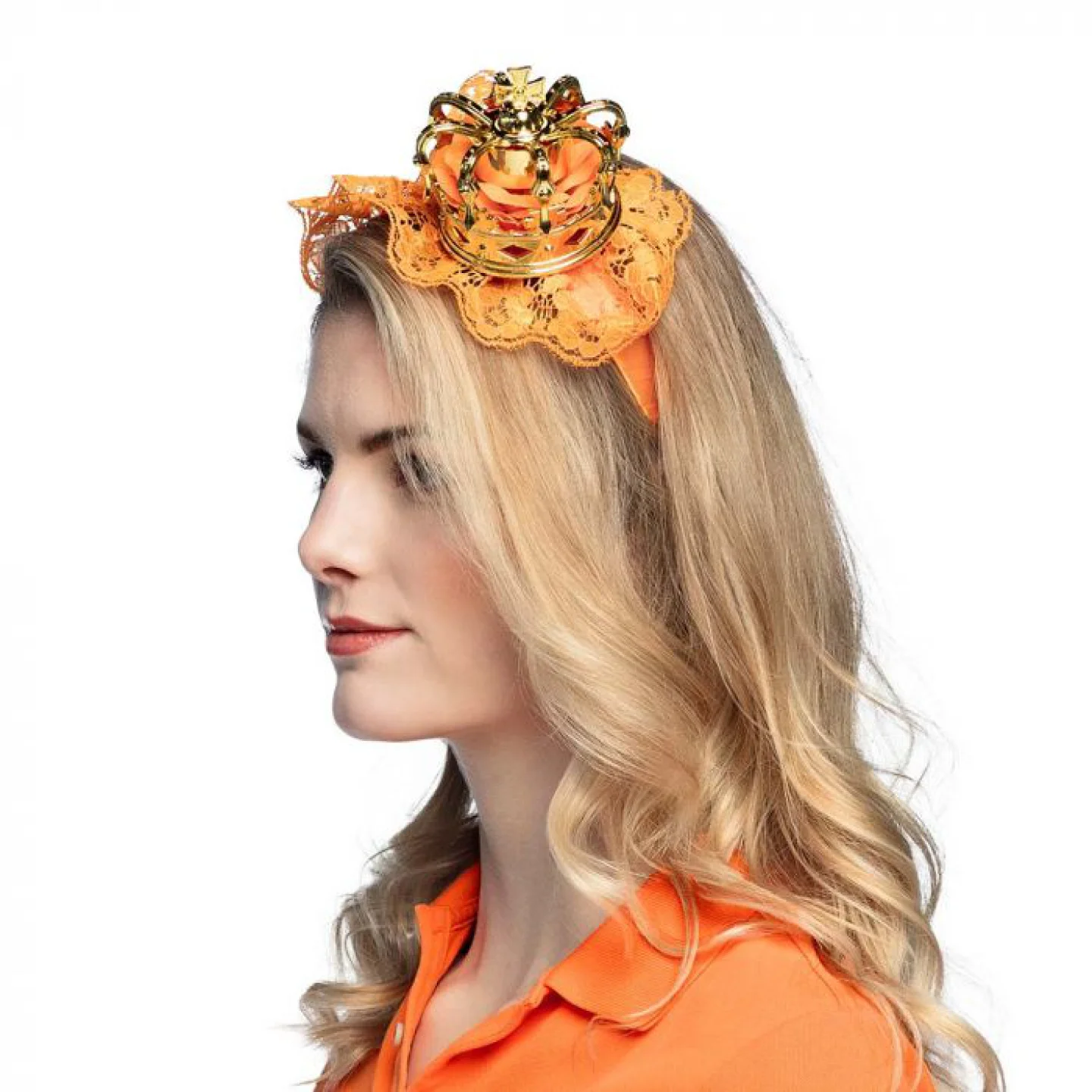 Goedkope Koningsdag tiara kroontje oranje.
