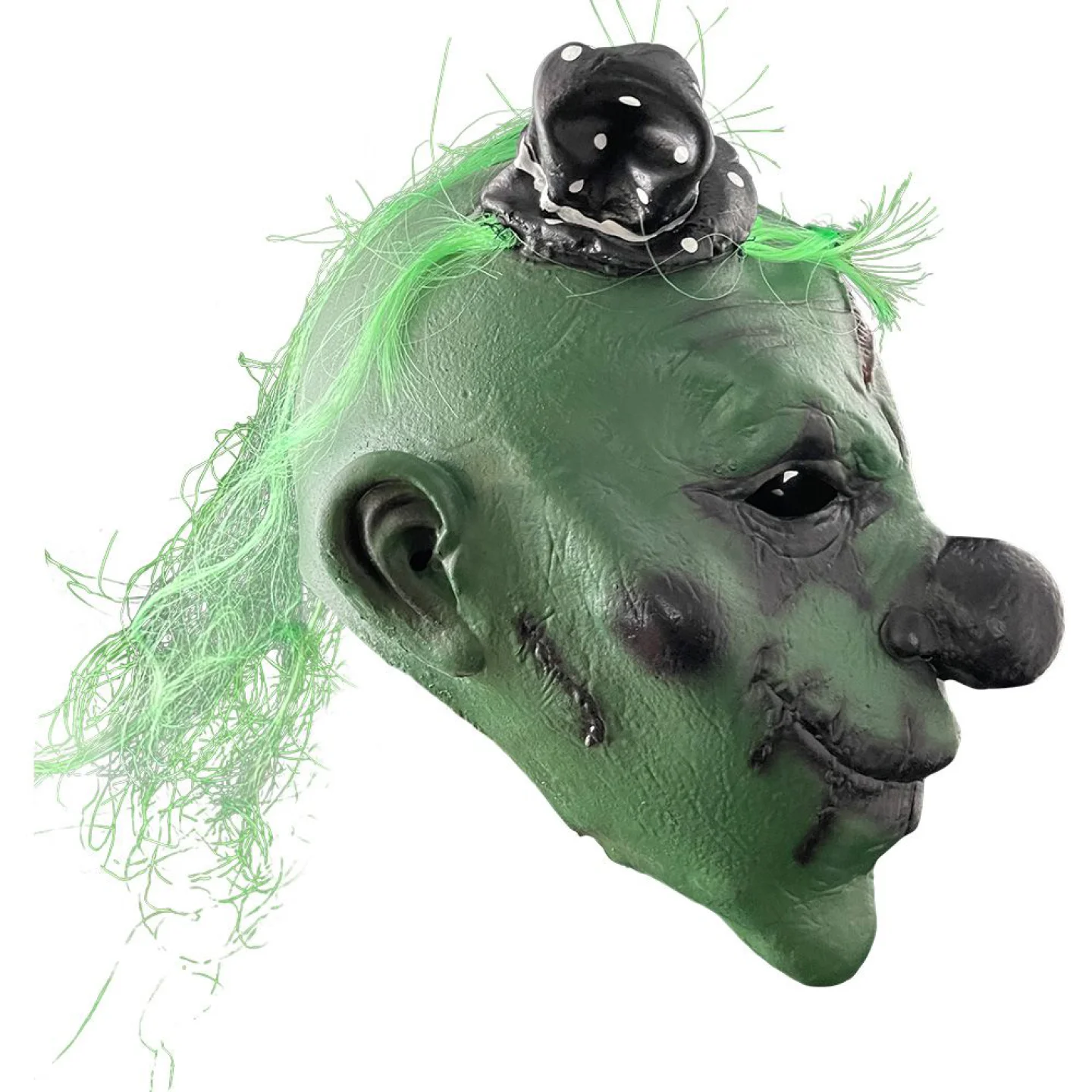 Halloween masker horror clown groen/zwart.