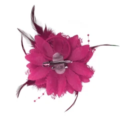 Haarclip bloem met veren roze kopen.