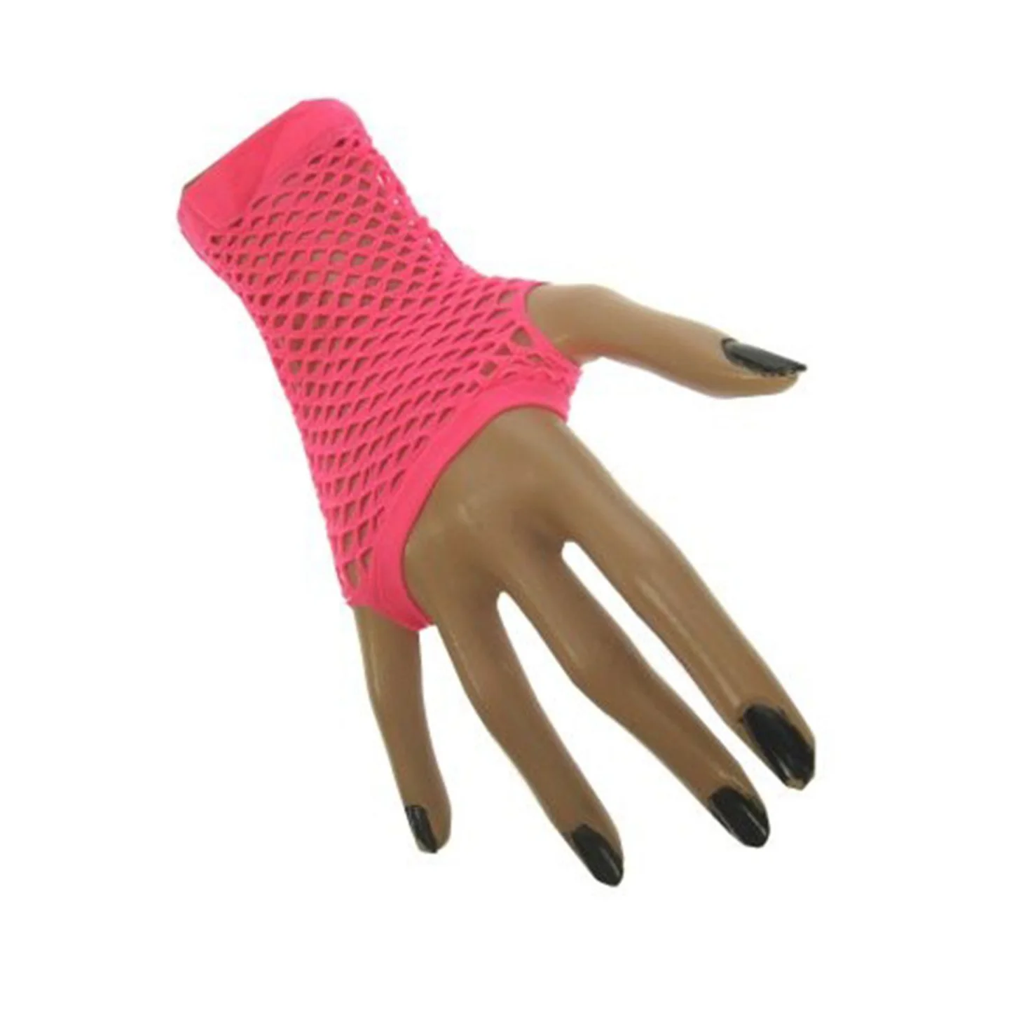 visnet handschoen fluor roze.