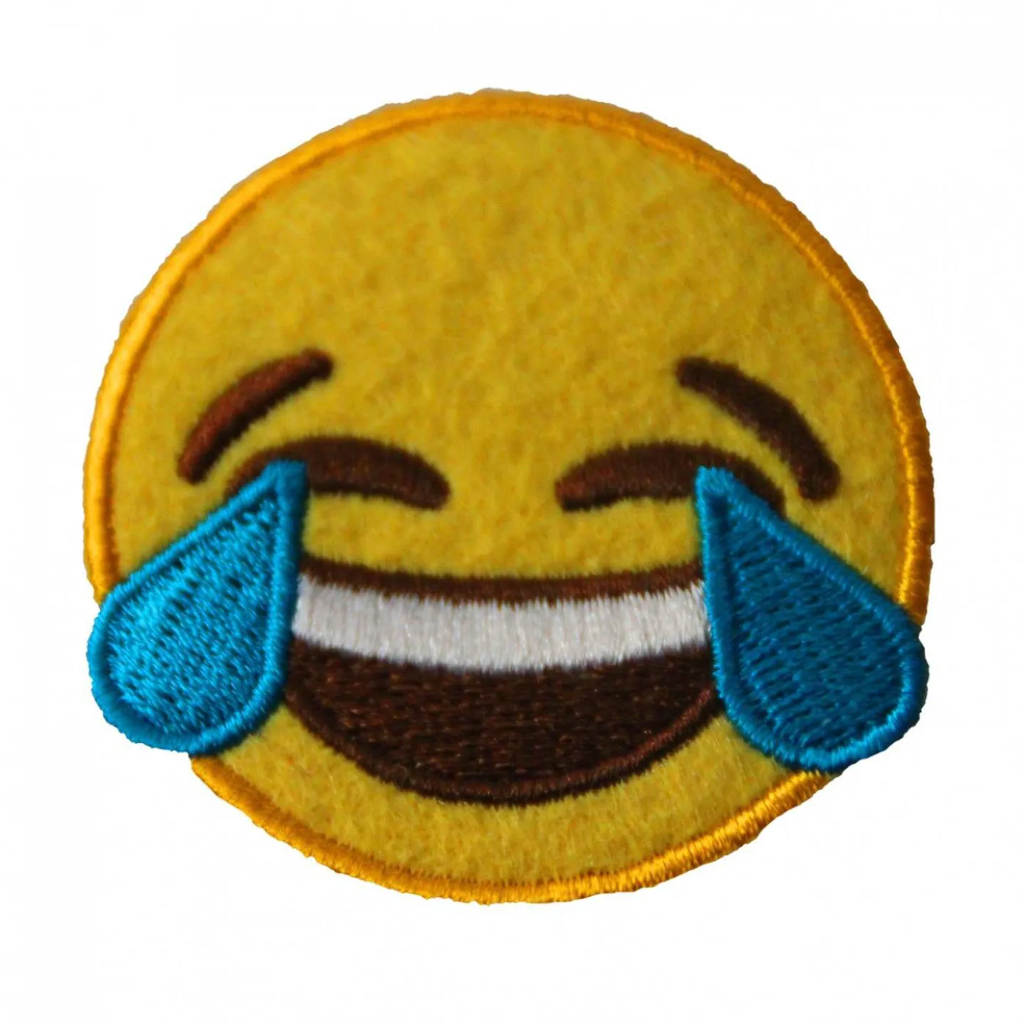 Emoji embleem huilen van het lachen.