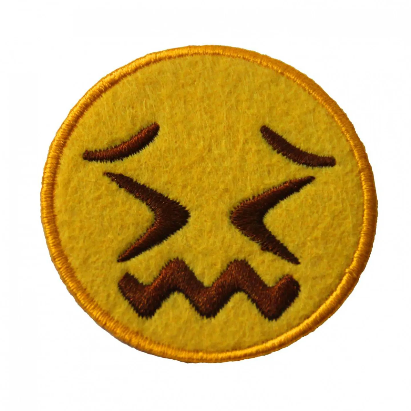 Emoji embleem vermoeid gezicht.
