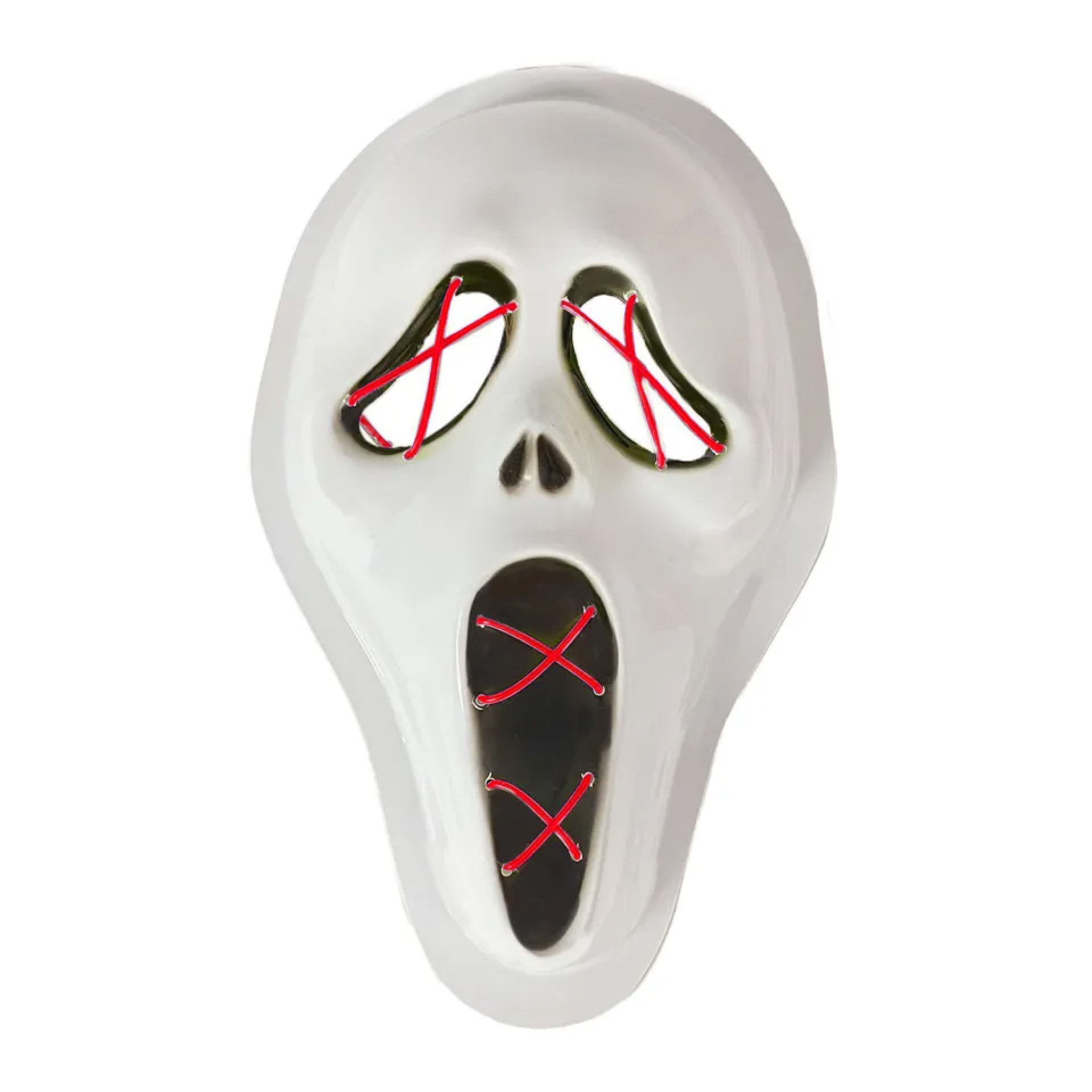 Halloween scream masker LED rood